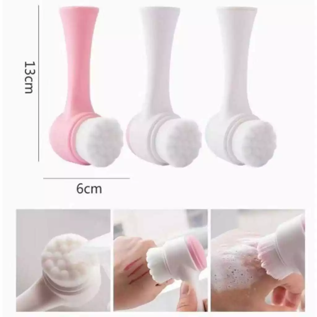 Escova de limpeza facial manual com silicone e cerdas macias